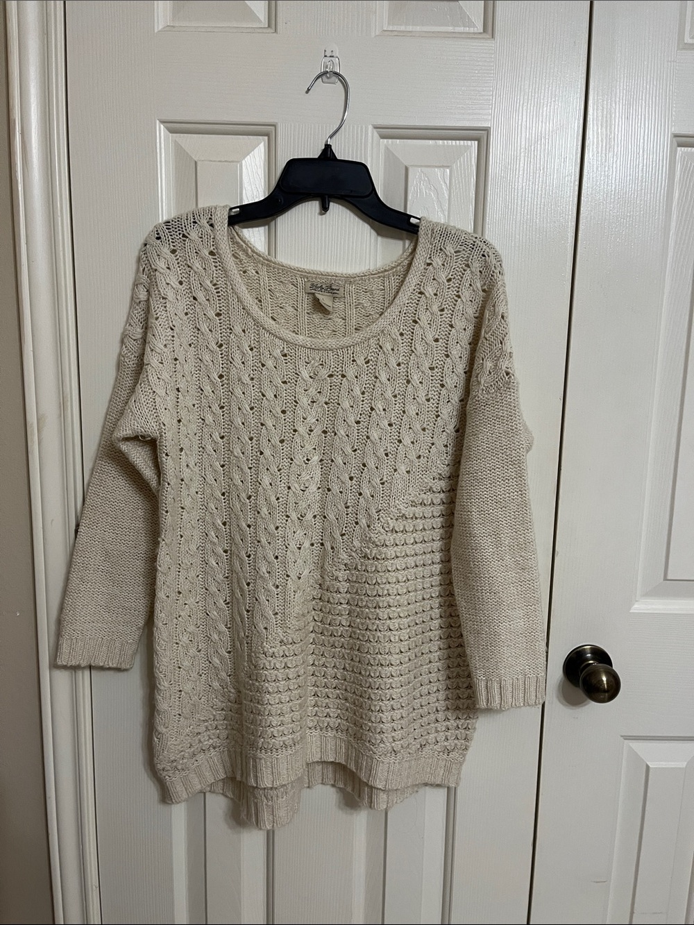 Lucky Brand Cream Cable Knit Scoop-Neck Sweater